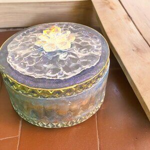Handcrafted Glittery Resin Trinket Box With Sparkly Flower Lid